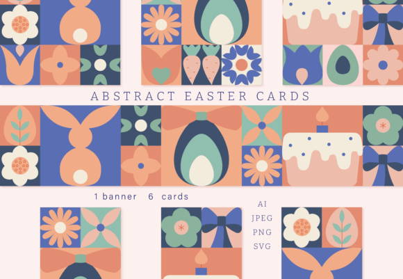 Abstract Easter Card Templates + Banner for Modern Design