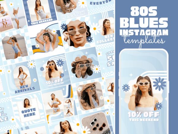 Blue Retro Instagram Templates: A Vintage Vibe for Modern Feeds