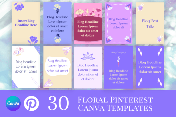 Elegant Botanicals: Your Go-To Floral Pinterest Pin Canva Templates