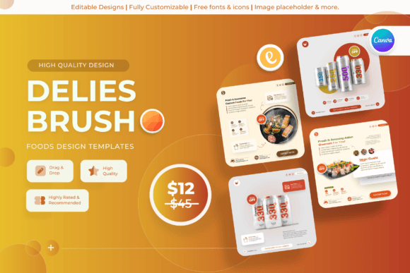 Elevate Your Food Brand with Delies Brush Canva Templates