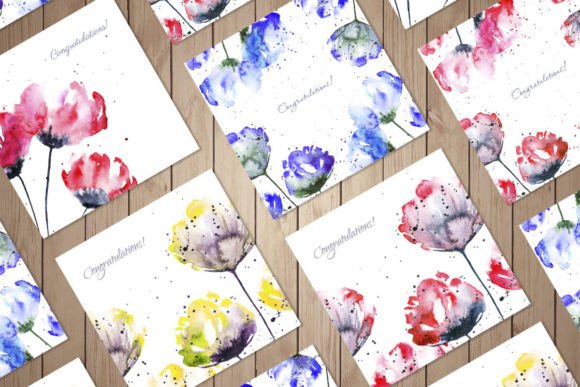 Poppies in Watercolor: Versatile Postcard & Digital Art Templates